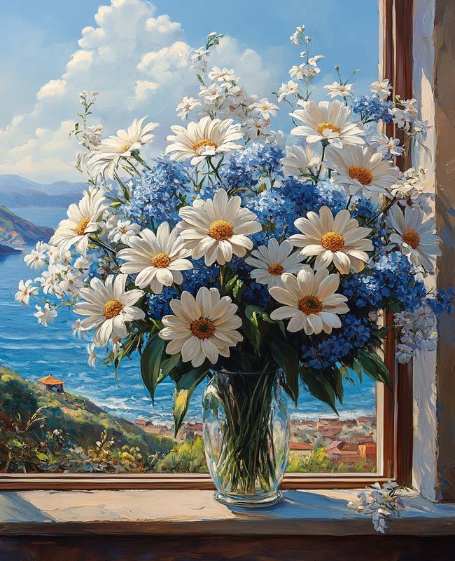 Resin Art Flowers - 数字で描くデジタルダイヤモンドペインティング DIY デイジーの花束 ダイヤモンドアート 壁飾り ゲームルームやリビングルームのギフトに