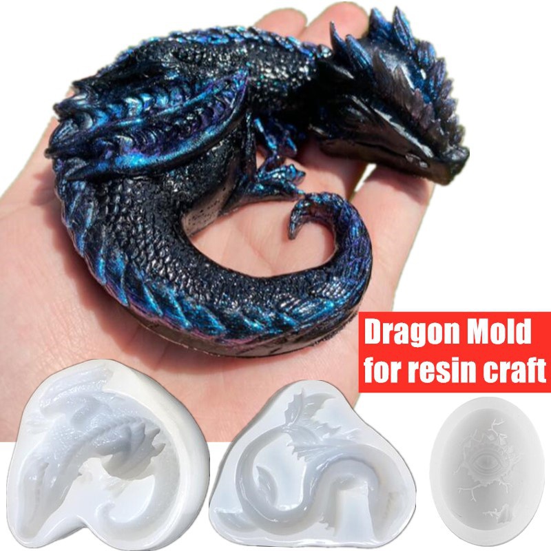 Resin Art Beach - 3 スタイルミラー眠いドラゴン恐竜シードラゴンの卵シリコーン金型樹脂工芸 DIY エポキシ樹脂金型シリコーン装飾