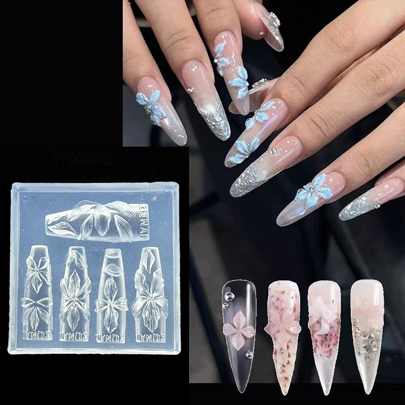 Resin Art Templates Free - 3D 花ネイルモールド DIY シリコーンネイルツールハワイハイビスカスの花びらネイルデザイン樹脂金型ネイルアート彫刻テンプレート