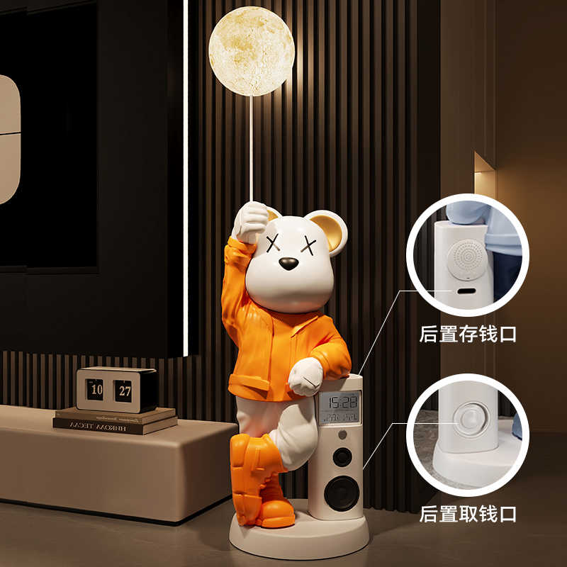 Resin Art In Floor - 家の装飾クリエイティブ133CM貯金箱クマ像大型床置き装飾北欧スタイルリビングルーム大型動物彫刻アートオーナメント