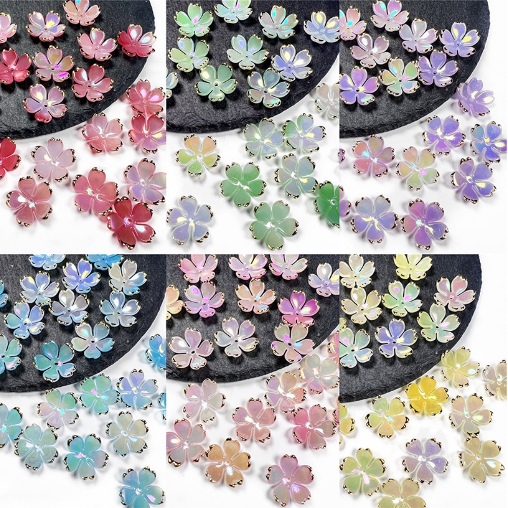 Resin Art Diy Kit - 50個/ロット 19mm アクリル製桜の花ビーズ 花びらチャーム コネクター DIY