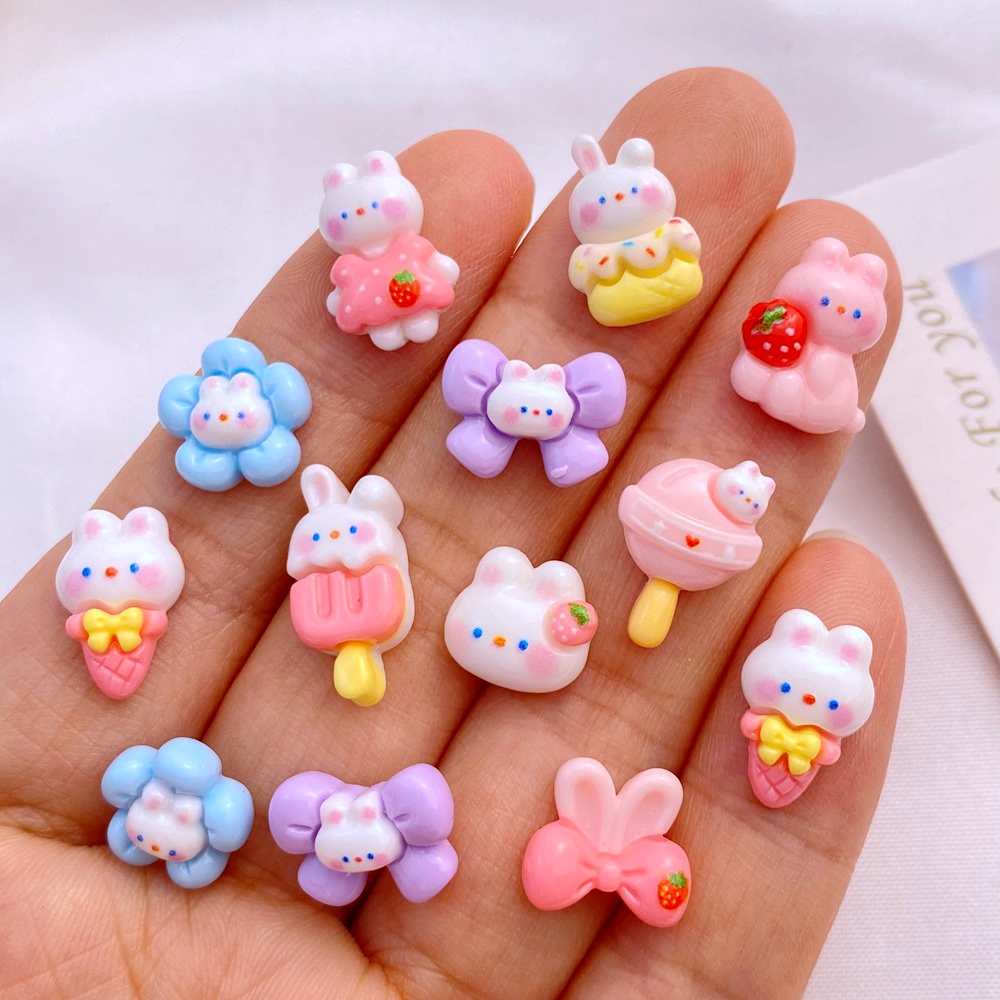 Resin Art Workshop - 3D DIY用装飾ワッペン,20個/バッチ,かわいい漫画の形をしたジェルアクセサリー,樹脂製の弓,手工芸品用