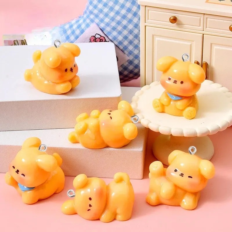 Resin Art Box - 10 個かわいい漫画犬アクリル樹脂チャームミニペンダント DIY ジュエリー作りブレスレットネックレスイヤリングキーホルダーバッグ装飾用