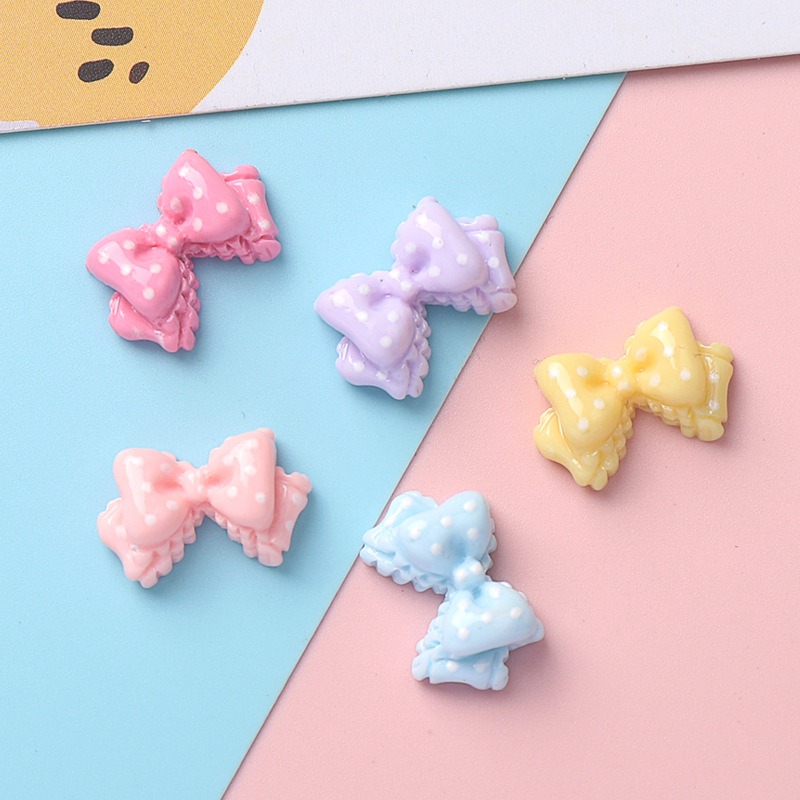 Resin Art Phone Case - 7色ミニリボン樹脂チャーム、水玉模様の光沢のあるフラットバック、DIYヘアピン、スマホケース、カップ、ジュエリー製作に