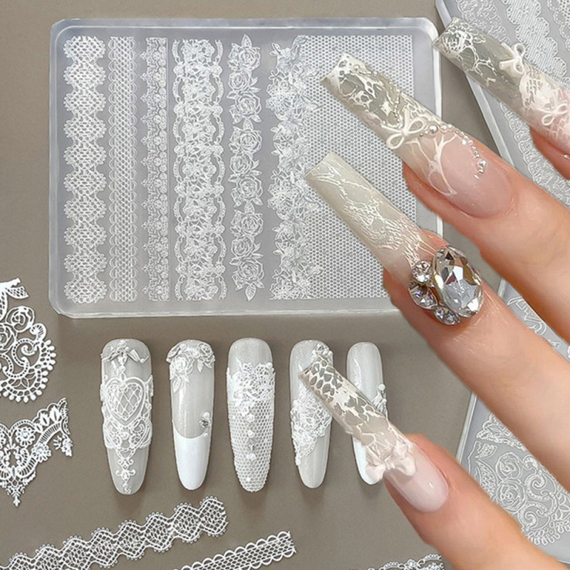 1pc レース 3D シリコーンネイルモールドシリコーンロー - Resin Art Templates Free のレビューと価格