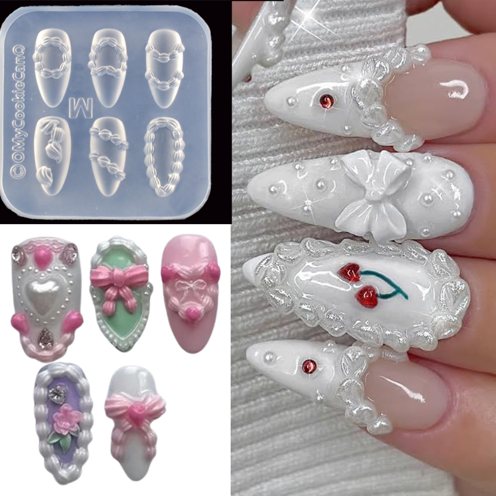 1個 3D フレンチクリームネイルアート シリコンモールド  - Resin Art Templates Free のレビューと価格