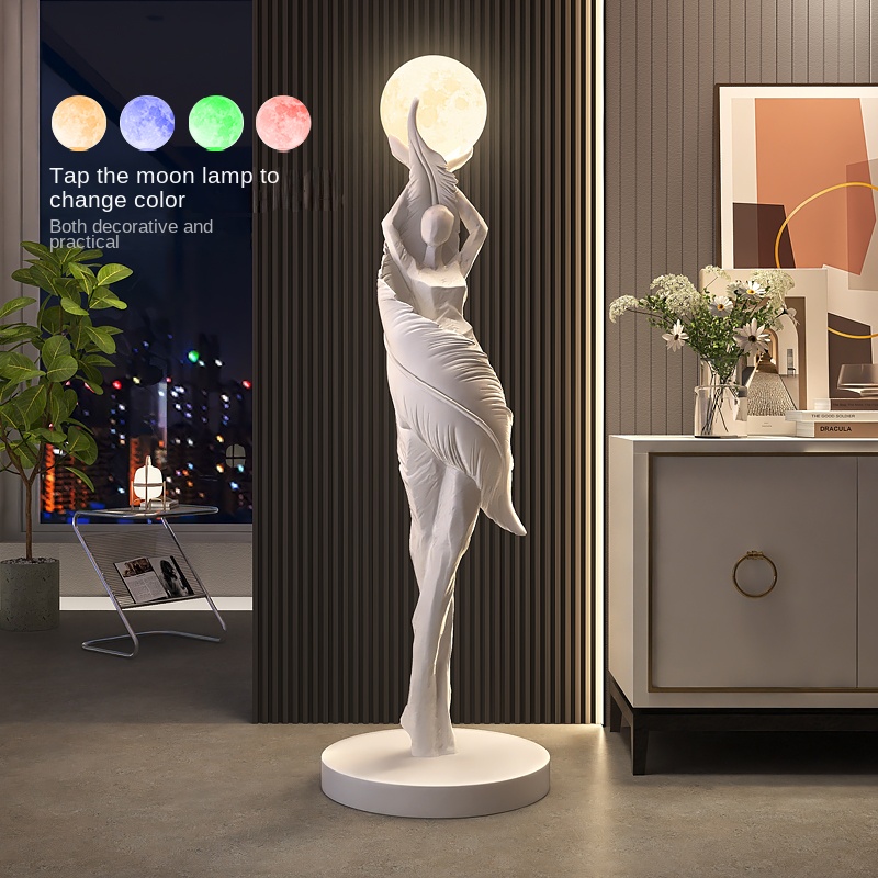モダンな家の装飾、抽象的な羽根の少女アート彫刻飾り、大型フィ - Resin Art In Floor のレビューと価格