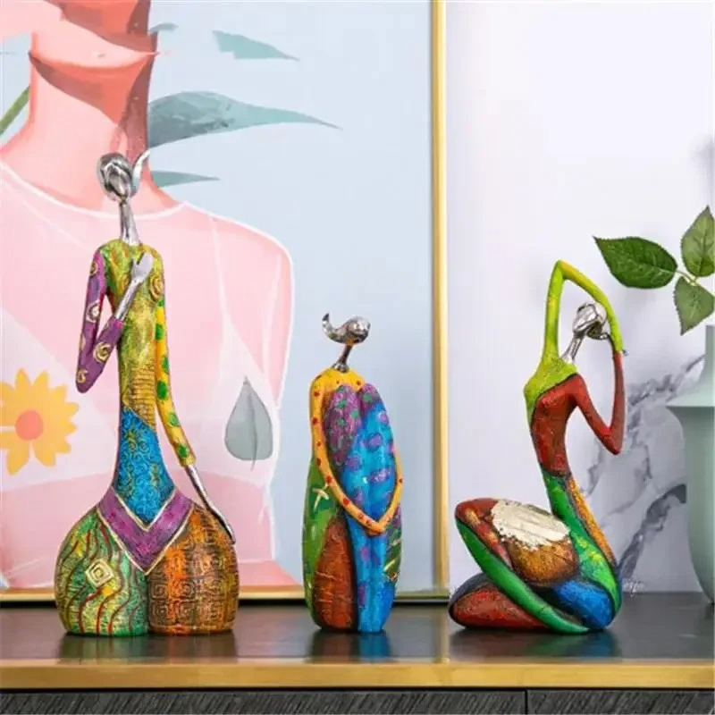 絵画女性樹脂像置物インテリアホームルームリビング装飾アクセサ - Resin Art Workshop のレビューと価格