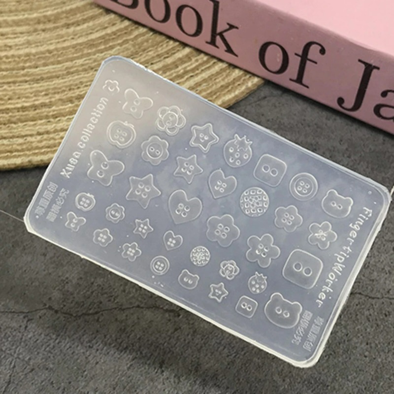 3Dボタン型シリコンネイルモールド。かわいい様々な形（クマ、 - Resin Art Templates Free のレビューと価格