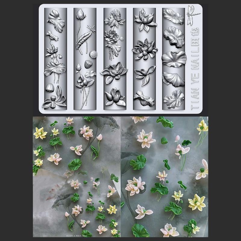花シリーズ 3D カーブネイルモールド スズラン 蓮の花 D - Resin Art Templates Free のレビューと価格