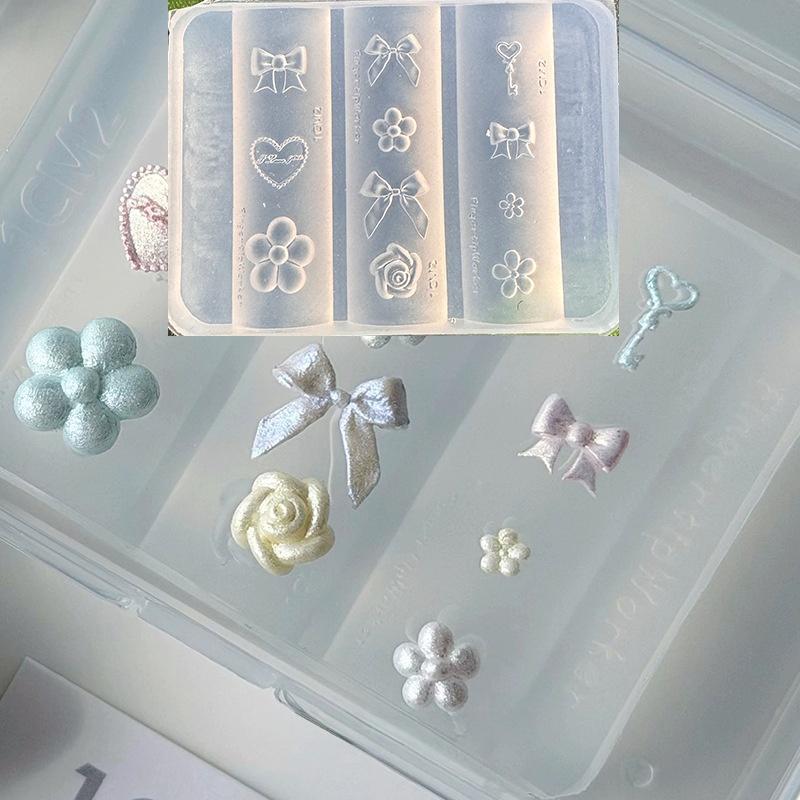 新しいシリコンネイルモールド チェック柄リボンフラワー 再利 - Resin Art Templates Free のレビューと価格