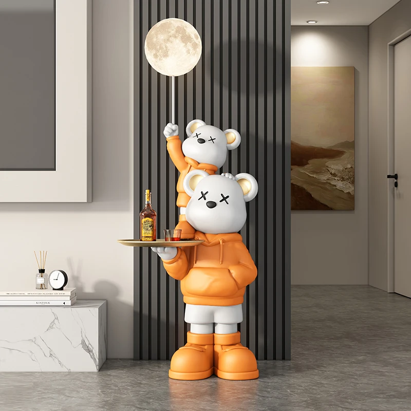 現代美術、家の装飾、ウェルカムスタチュー、樹脂製のクマの置物 - Resin Art In Floor のレビューと価格