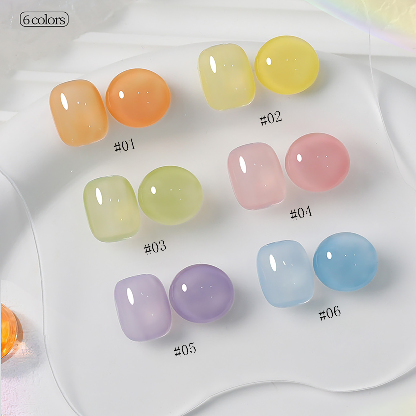 1-6 個 PSK 新マカロンキャンディーオレンジジェルネイ - Resin Art Price のレビューと価格