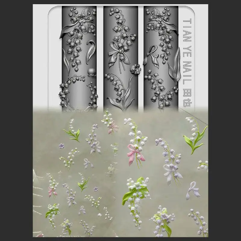 花シリーズ 3D カーブネイルモールド スズラン 蓮の花 D - Resin Art Templates Free のレビューと価格